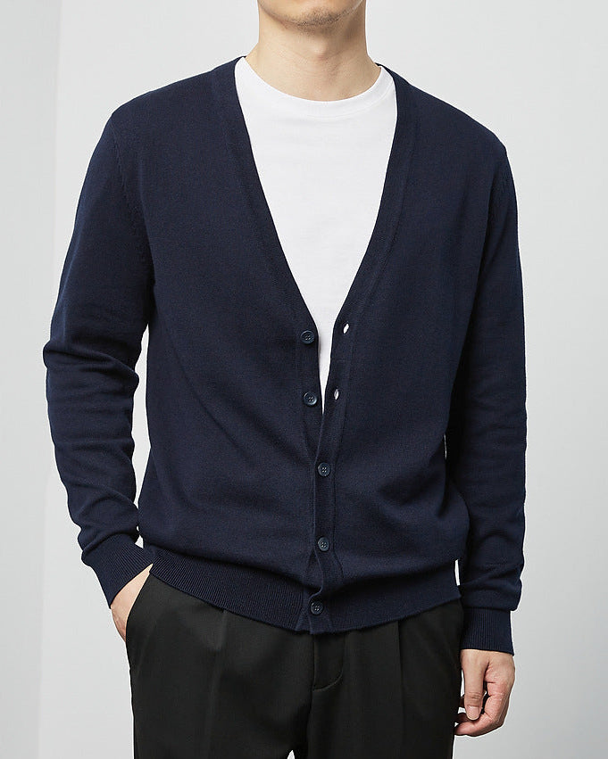 Mimaike Essential V-Neck Knit Cardigan – Soft Breathable Men’s Sweater