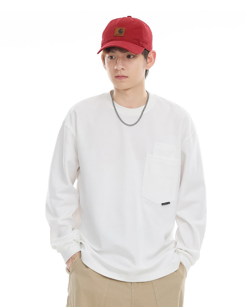 Haven Premium Cotton Double Pocket Tee: Relaxed Fit, Modern Long Sleeve Comfort