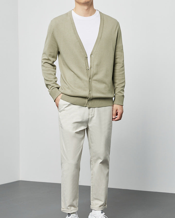 Mimaike Essential V-Neck Knit Cardigan – Soft Breathable Men’s Sweater