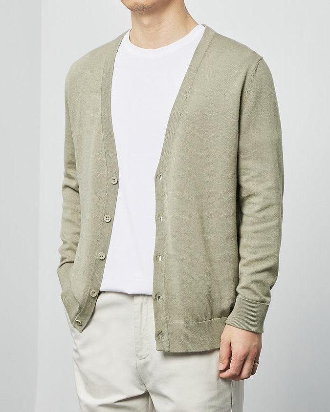 Mimaike Essential V-Neck Knit Cardigan – Soft Breathable Men’s Sweater