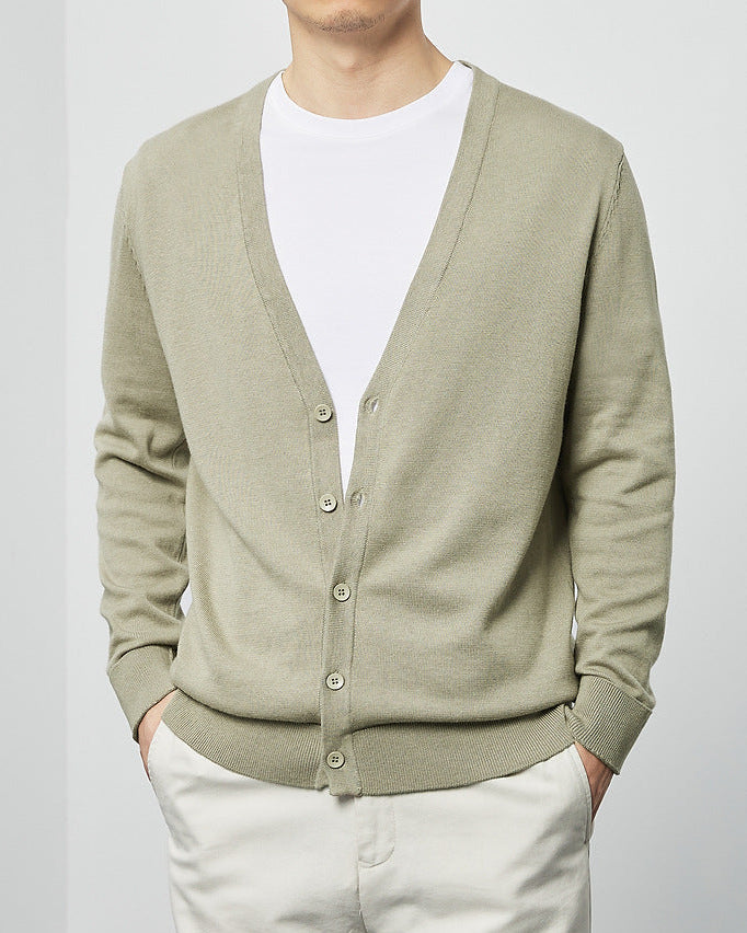 Mimaike Essential V-Neck Knit Cardigan – Soft Breathable Men’s Sweater